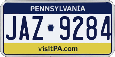 PA license plate JAZ9284