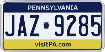 PA license plate JAZ9285