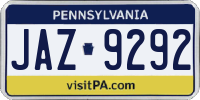 PA license plate JAZ9292