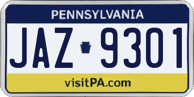 PA license plate JAZ9301