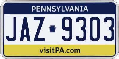 PA license plate JAZ9303