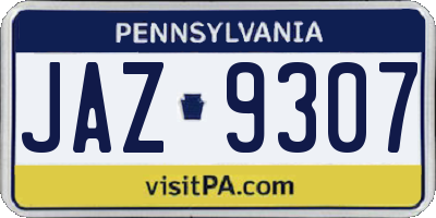 PA license plate JAZ9307