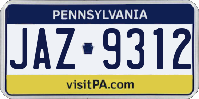 PA license plate JAZ9312