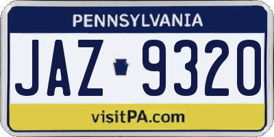 PA license plate JAZ9320