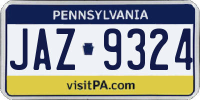 PA license plate JAZ9324