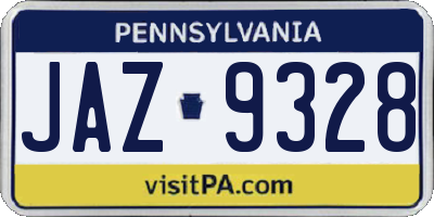 PA license plate JAZ9328