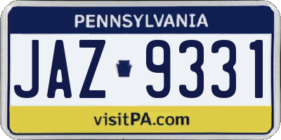 PA license plate JAZ9331
