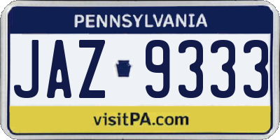 PA license plate JAZ9333