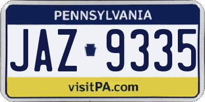 PA license plate JAZ9335
