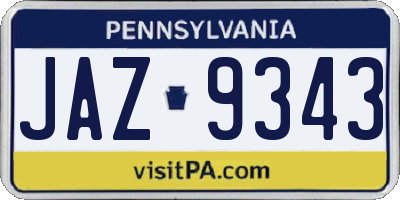 PA license plate JAZ9343