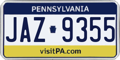 PA license plate JAZ9355