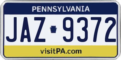 PA license plate JAZ9372
