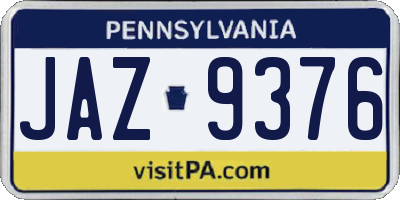 PA license plate JAZ9376