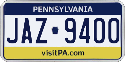 PA license plate JAZ9400