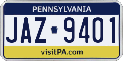 PA license plate JAZ9401