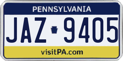 PA license plate JAZ9405