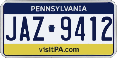 PA license plate JAZ9412