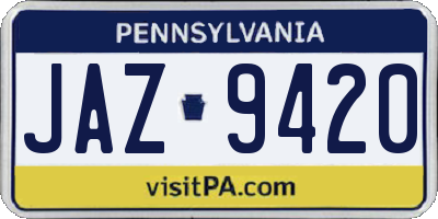 PA license plate JAZ9420