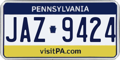 PA license plate JAZ9424
