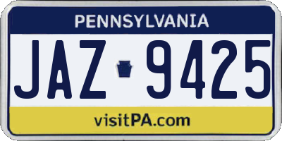 PA license plate JAZ9425