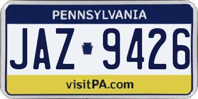 PA license plate JAZ9426