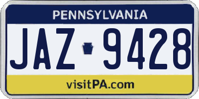 PA license plate JAZ9428