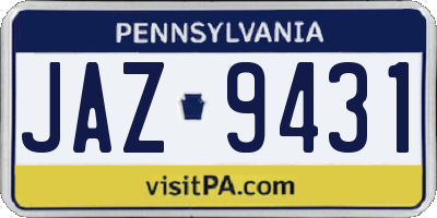 PA license plate JAZ9431