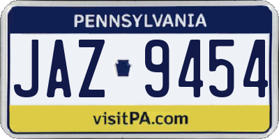 PA license plate JAZ9454