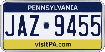 PA license plate JAZ9455