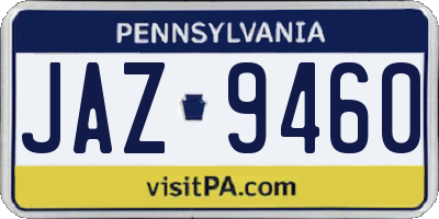 PA license plate JAZ9460