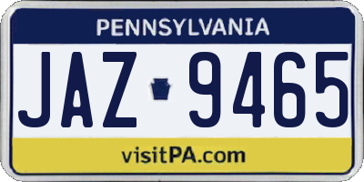 PA license plate JAZ9465