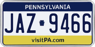 PA license plate JAZ9466