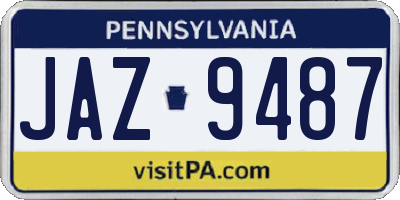 PA license plate JAZ9487