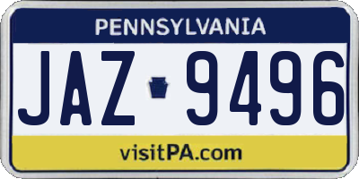 PA license plate JAZ9496