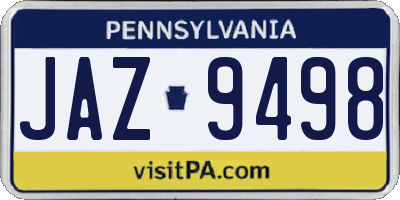 PA license plate JAZ9498