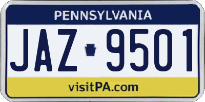 PA license plate JAZ9501