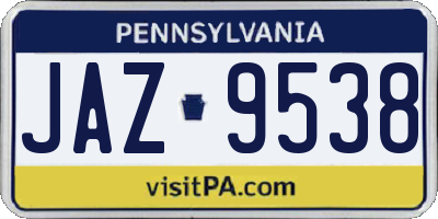 PA license plate JAZ9538