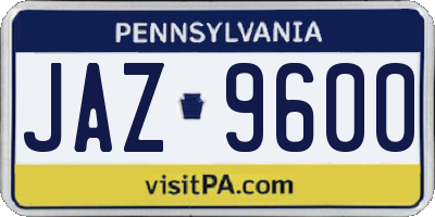 PA license plate JAZ9600