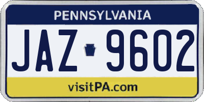 PA license plate JAZ9602