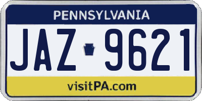 PA license plate JAZ9621