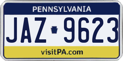 PA license plate JAZ9623