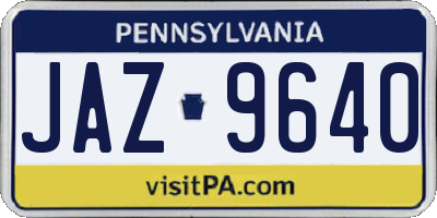 PA license plate JAZ9640