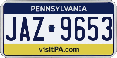 PA license plate JAZ9653