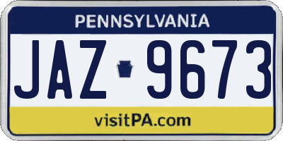 PA license plate JAZ9673