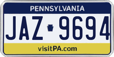 PA license plate JAZ9694