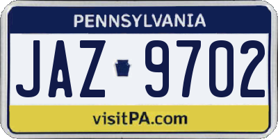 PA license plate JAZ9702