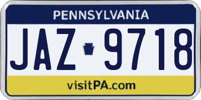 PA license plate JAZ9718