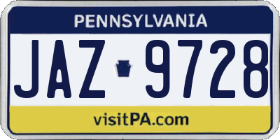 PA license plate JAZ9728