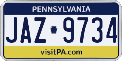 PA license plate JAZ9734