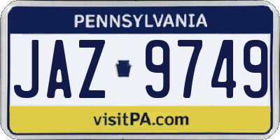 PA license plate JAZ9749